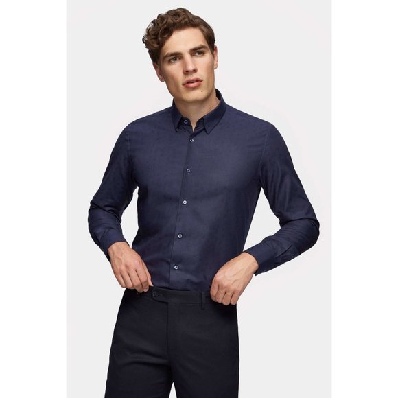 DAMAT Dark Blue Casual Shirt (Slim Fit) - Picture 1 of 4